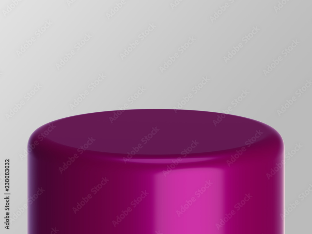 Magenta product pedestal on magenta background front diagonal view. Platform for design visualization . Product promotion stand. 3d rendering Magenta product pedestal on magenta background front diagonal view. Platform for design visualization . Product promotion stand. 3d rendering