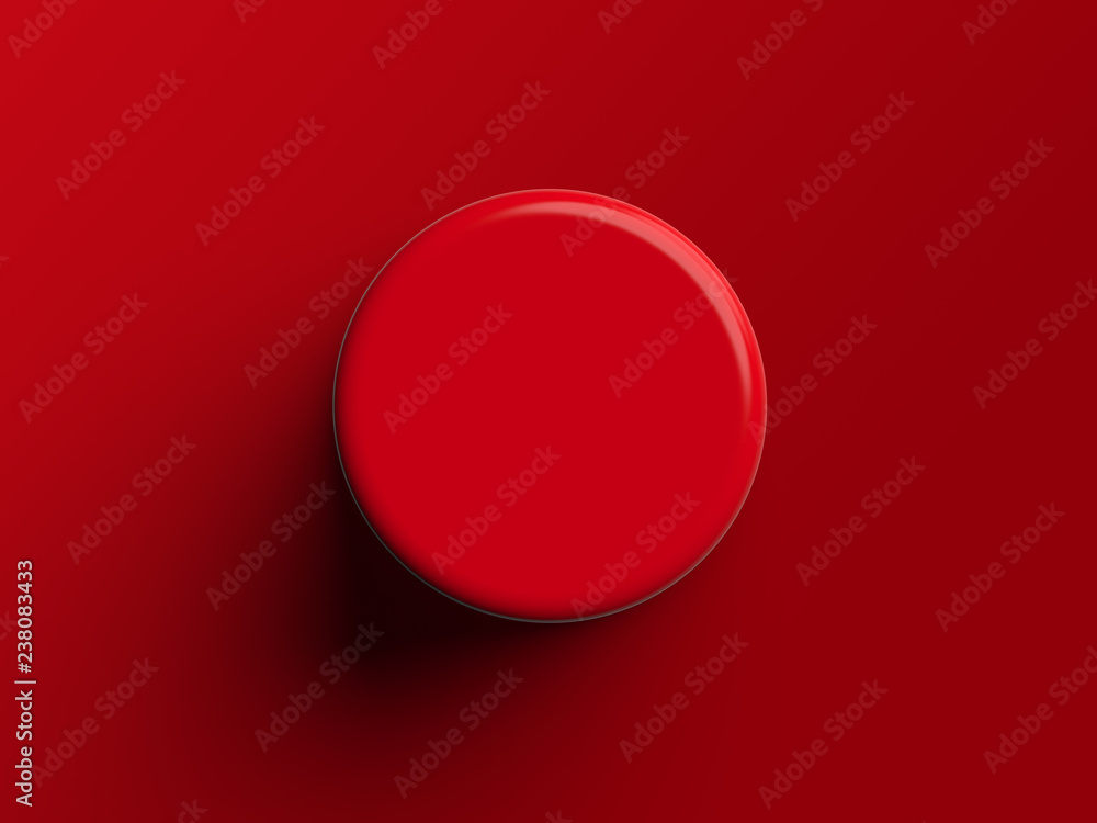Red product pedestal on red background top view. Platform for design visualization . Product promotion stand. 3d rendering
