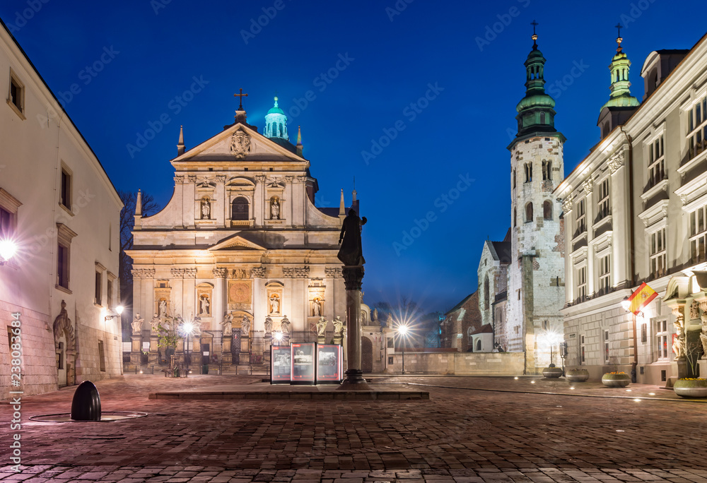 Krakow, Poland, st Mary Magdalene square in the night