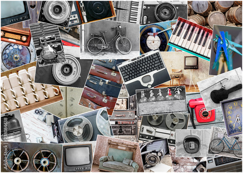 collage of a photo of old things photo