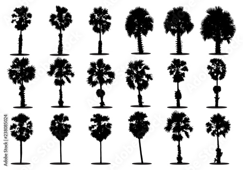 set of tree silhouettes of trees