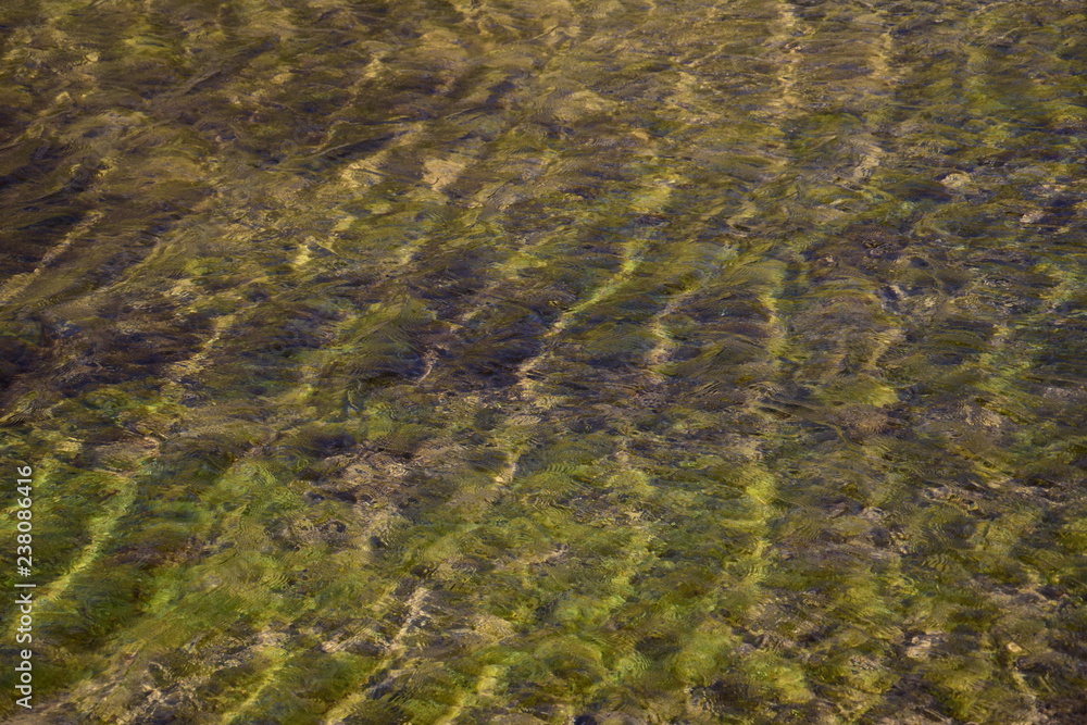 The surface of clear water as texture or background.