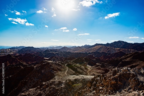 Beauty view on Eilat and Red Sea from mountain.