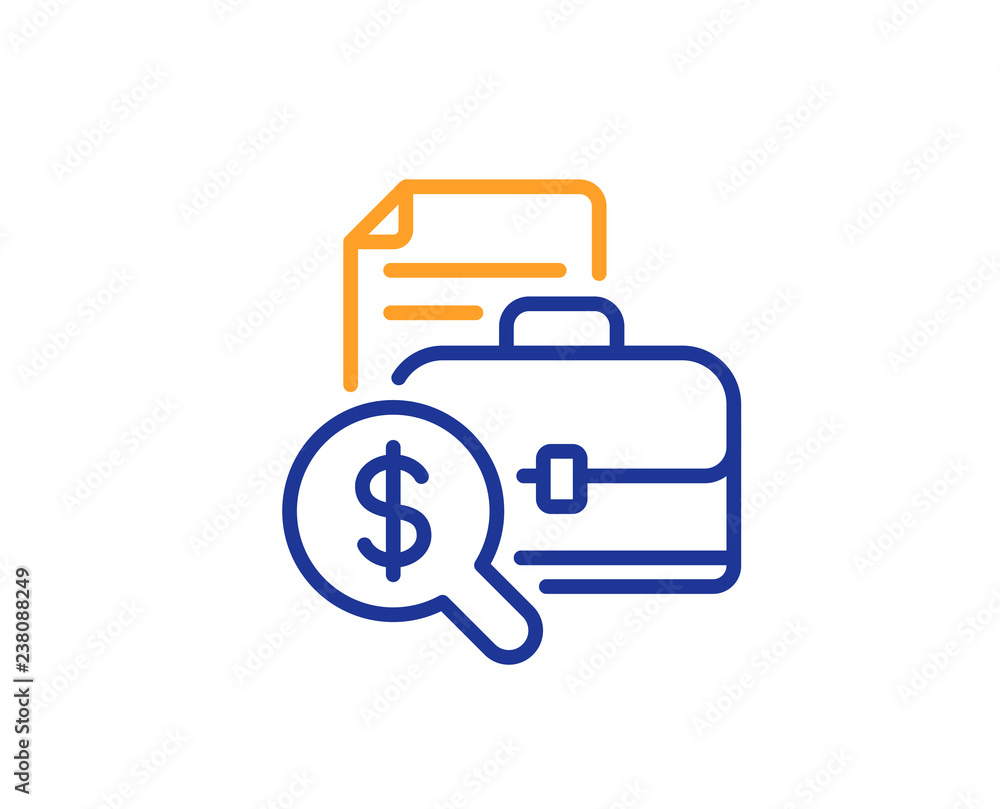 Accounting report line icon. Audit sign. Check finance symbol. Colorful outline concept. Blue and orange thin line color icon. Accounting report Vector Accounting report line icon. Audit sign. Check finance symbol. Colorful outline concept. Blue and orange thin line color icon. Accounting report Vector