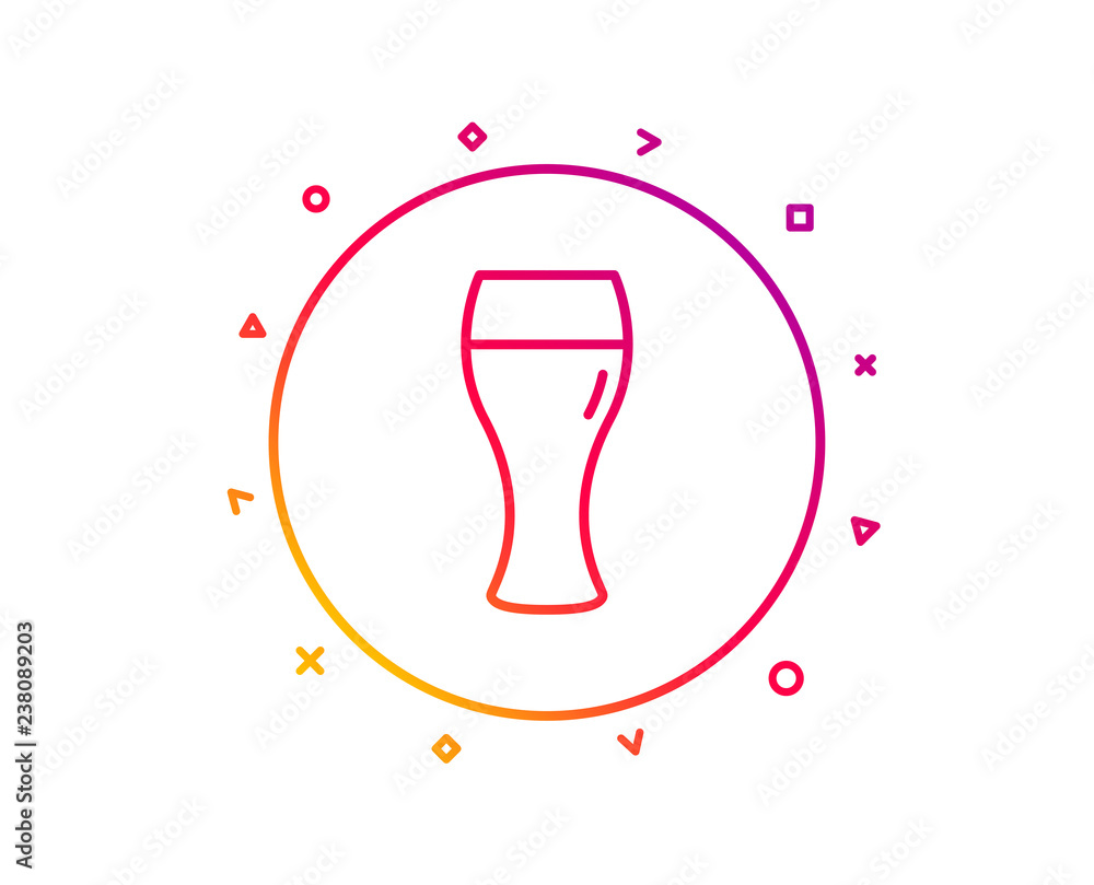 Beer glass line icon. Pub Craft beer sign. Brewery beverage symbol. Gradient pattern line button. Beer glass icon design. Geometric shapes. Vector Beer glass line icon. Pub Craft beer sign. Brewery beverage symbol. Gradient pattern line button. Beer glass icon design. Geometric shapes. Vector