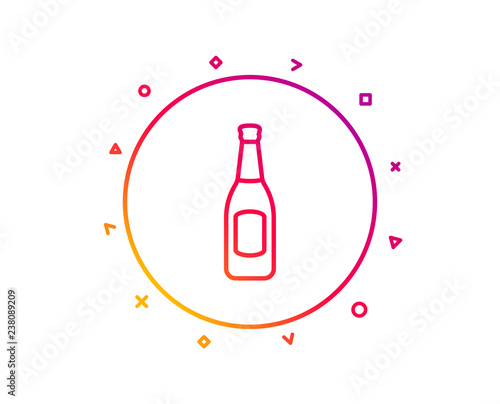 Beer bottle line icon. Pub Craft beer sign. Brewery beverage symbol. Gradient pattern line button. Beer icon design. Geometric shapes. Vector