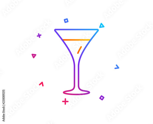 Martini glass line icon. Wine glass sign. Gradient line button. Martini glass icon design. Colorful geometric shapes. Vector
