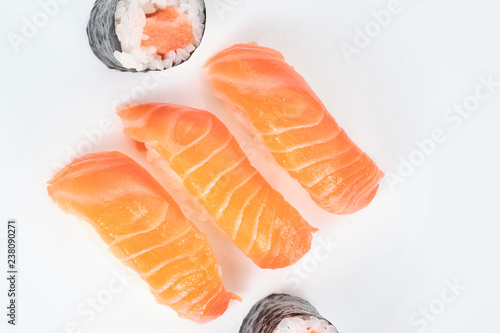 set of sushi on white background
