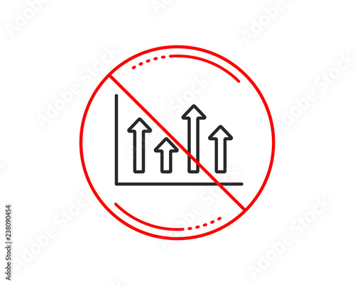 No or stop sign. Growth chart line icon. Financial graph sign. Upper Arrows symbol. Business investment. Caution prohibited ban stop symbol. No  icon design.  Vector