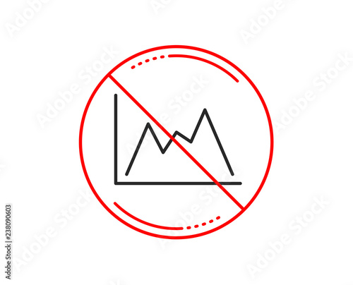 No or stop sign. Line chart icon. Financial growth graph sign. Stock exchange symbol. Caution prohibited ban stop symbol. No  icon design.  Vector