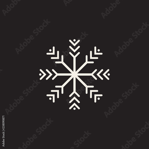 White snowflake icon isolated on black background