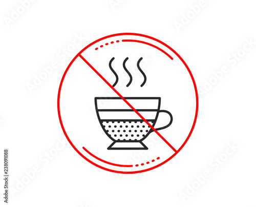 No or stop sign. Cafe creme icon. Hot drink sign. Beverage symbol. Caution prohibited ban stop symbol. No  icon design.  Vector