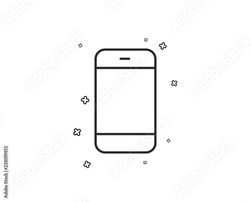 Smartphone icon. Cellphone or Phone sign. Ð¡ommunication Mobile device symbol. Geometric shapes. Random cross elements. Linear Smartphone icon design. Vector