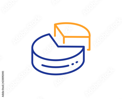 Pie chart line icon. Presentation 3d graph sign. Market analytics symbol. Colorful outline concept. Blue and orange thin line color Pie chart icon. Vector