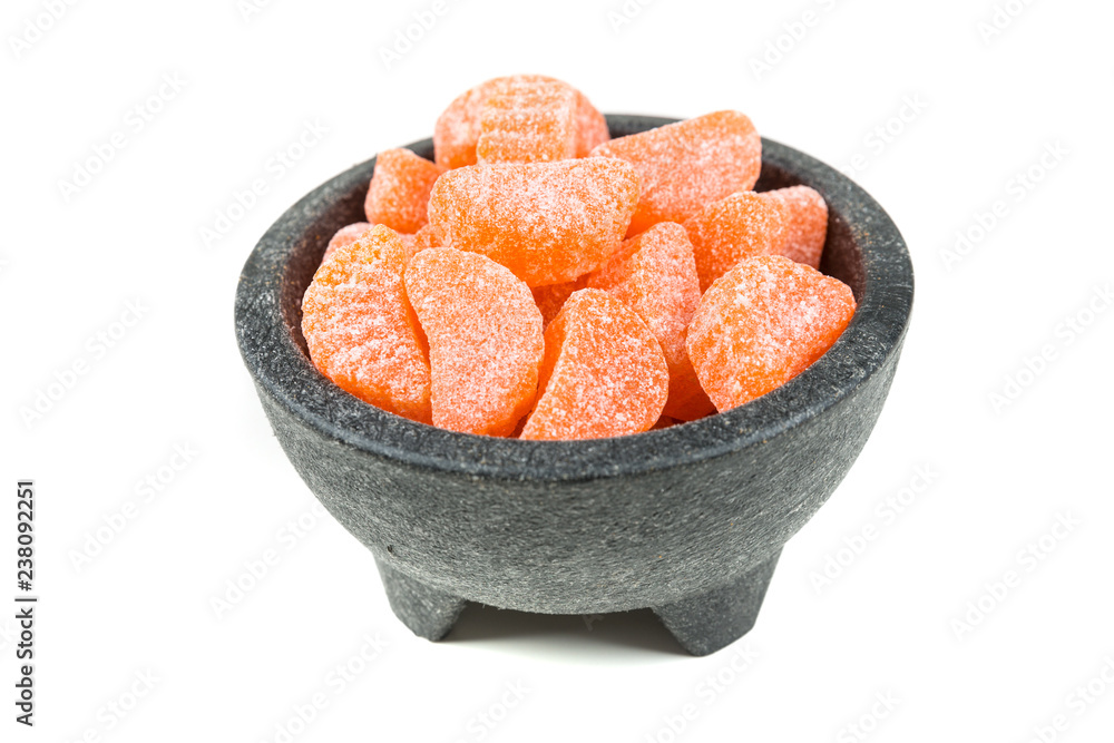 Handful of sugar coated candy orange slices Handful of sugar coated candy orange slices