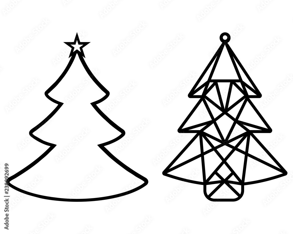 Christmas tree cut out of paper Template for Christmas cards Christmas tree cut out of paper Template for Christmas cards