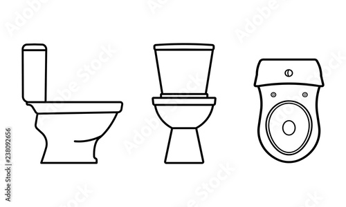 Toilet bowl. Isolated icons on gray and white