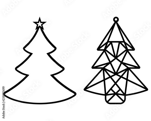 Christmas tree cut out of paper. Template for Christmas cards, invitations for Christmas party. suitable for laser cutting, plotter cutting or printing.