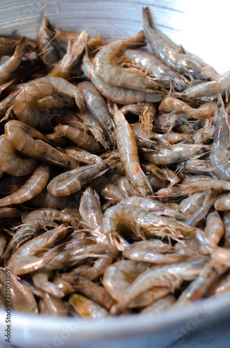 Raw Shrimp prepared for cooking