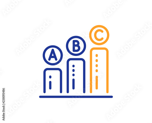 Graph line icon. Column chart sign. Ab test diagram symbol. Colorful outline concept. Blue and orange thin line color Graph chart icon. Vector