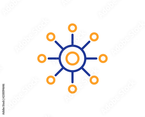 Multichannel line icon. Multitasking sign. Omnichannel symbol. Colorful outline concept. Blue and orange thin line color icon. Multichannel Vector