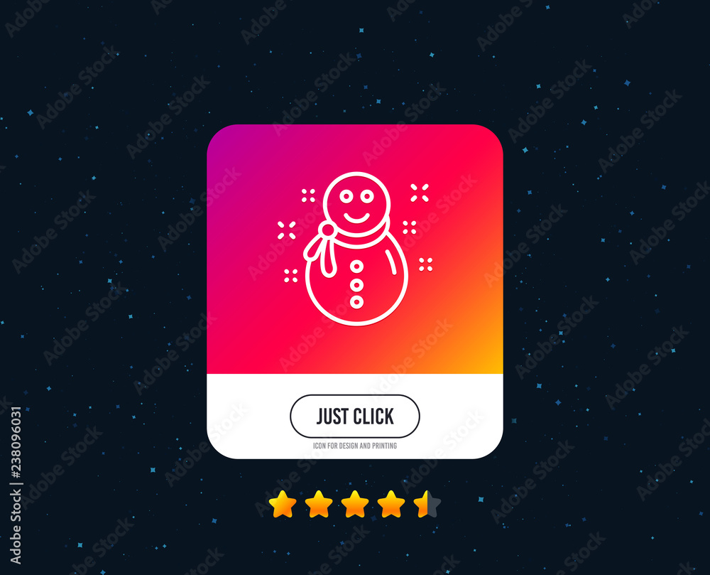Christmas snowman line icon. New year sign. Winter holiday symbol. Web or internet line icon design. Rating stars. Just click button. Vector Christmas snowman line icon. New year sign. Winter holiday symbol. Web or internet line icon design. Rating stars. Just click button. Vector
