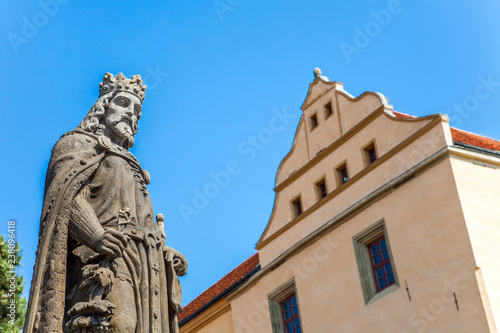 Monument of Charles IV King and Emperor in front of the Castle Mělník Bohemia Czech Republic