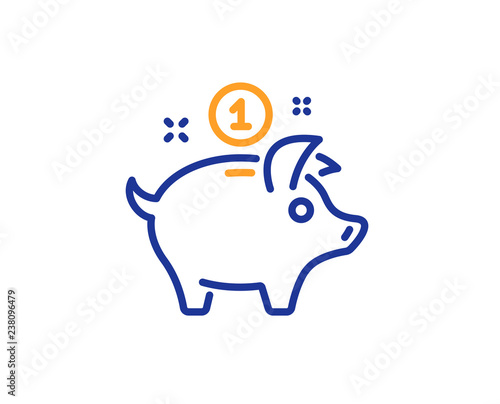 Saving money line icon. Piggy bank sign. Colorful outline concept. Blue and orange thin line color icon. Saving money Vector