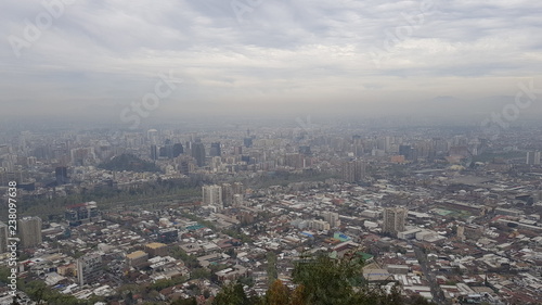 aerial view of Santiago from sky costanera