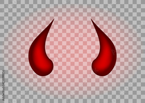 Realistic red devil horns set. Isolated on transparent background. Vector illustration, eps 10.