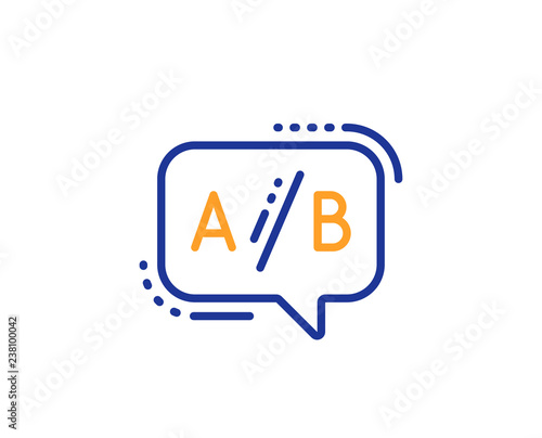 Ab testing line icon. Ui test chat bubble sign. Colorful outline concept. Blue and orange thin line color Ab testing icon. Vector