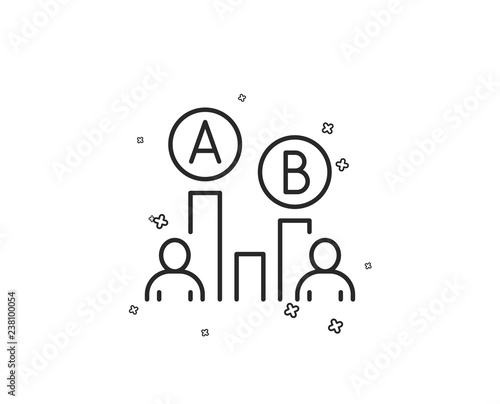 Ab testing line icon. Ui test chart sign. Geometric shapes. Random cross elements. Linear Ab testing icon design. Vector