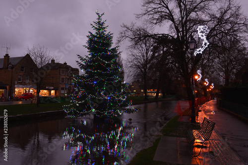Christmas tree on the water - Bourton-on-the-Water, UK
