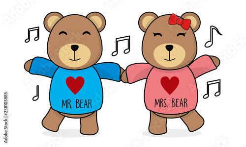 Cute couple of teddy bear dancing 
