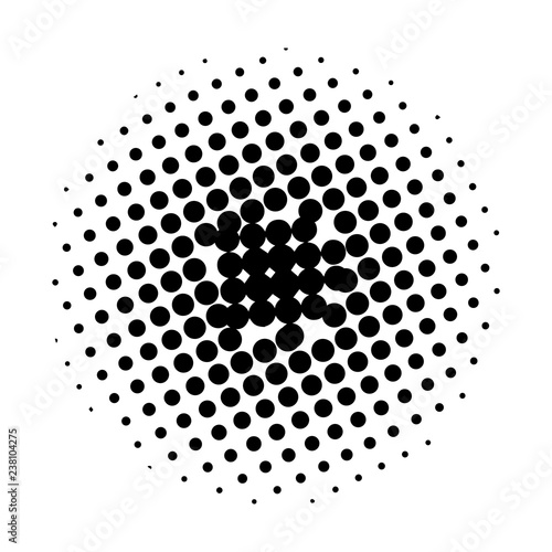 Halftone. Black circle. Circle halftone. Vector illustration