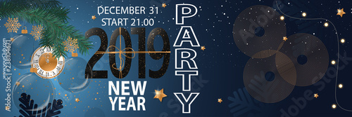 2019 Happy New Year Party Background for your Seasonal Flyers and Greetings Card.