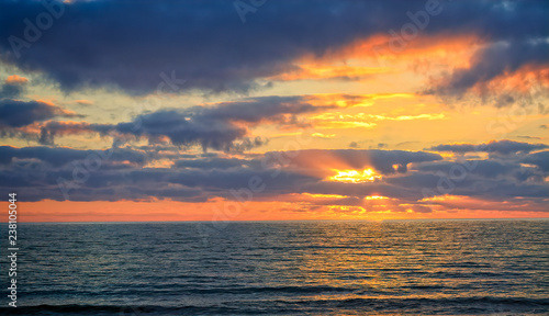 Cloudy July sunset over the Pacific