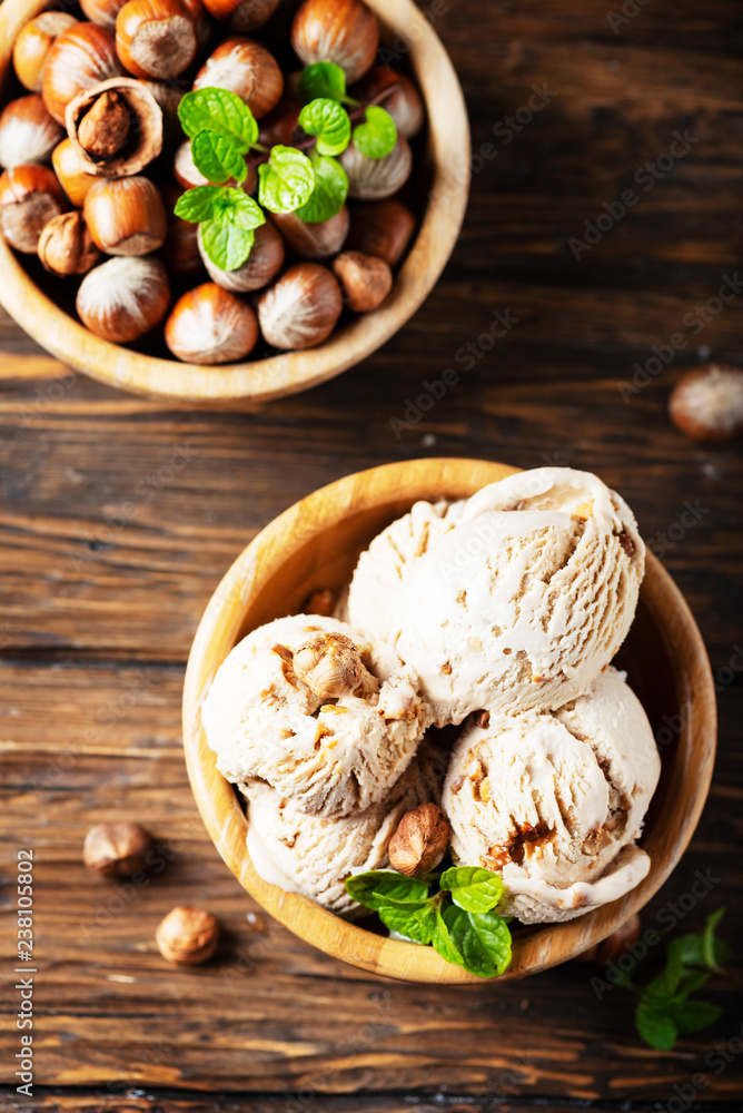 ice cream with hazelnut ice cream with hazelnut