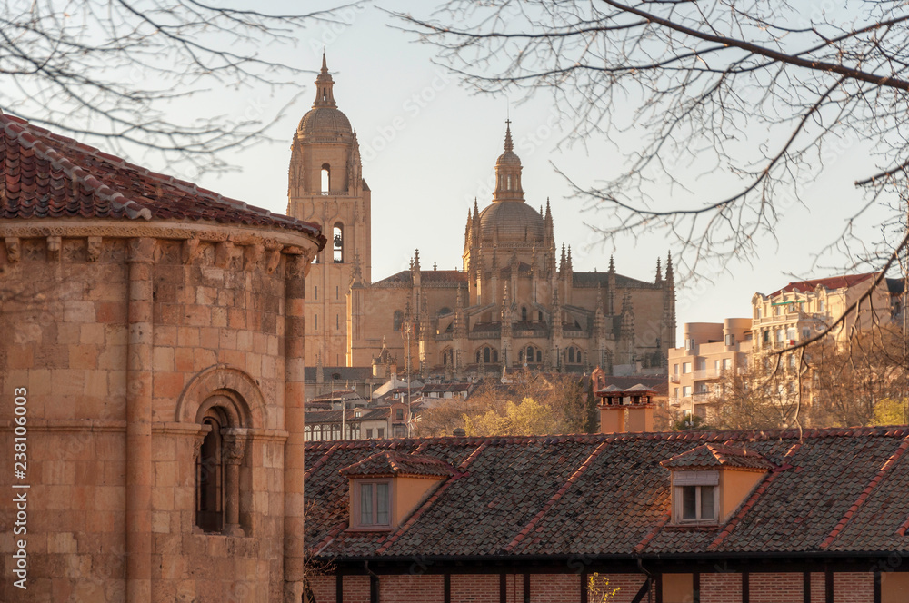 church of san milan and cathedral of segovia in background