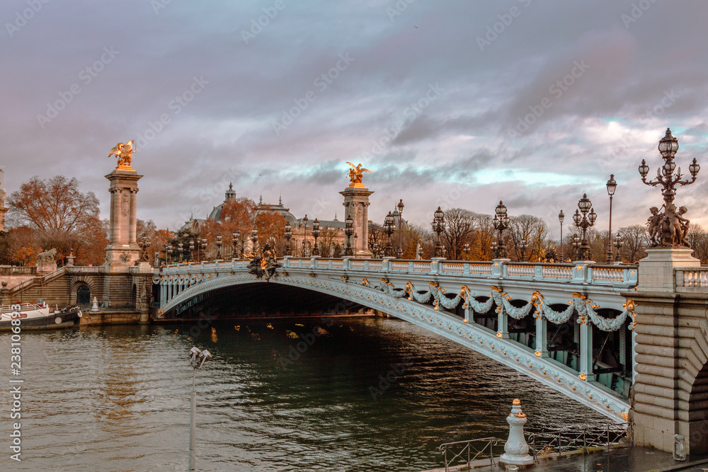 view of the bridges over the Seine in Paris