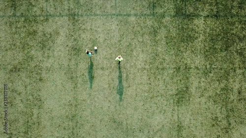 Drone shot of football training. photo