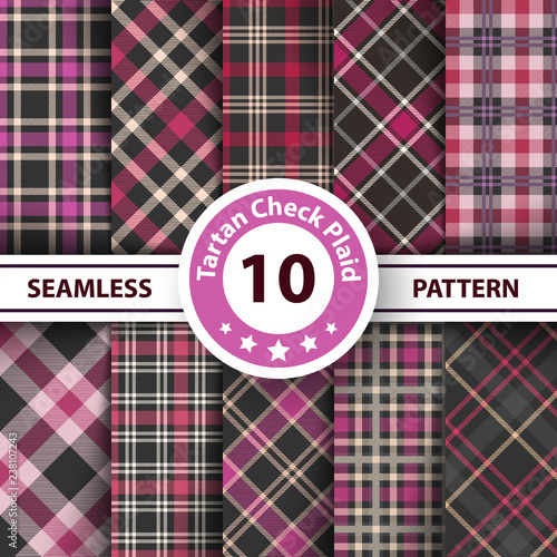 Classic tartan, Merry Christmas seamless patterns
