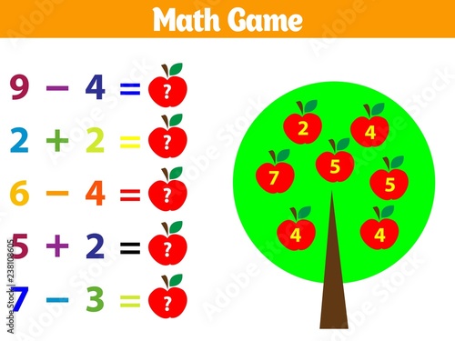 Mathematics educational game for children. Vector illustration
