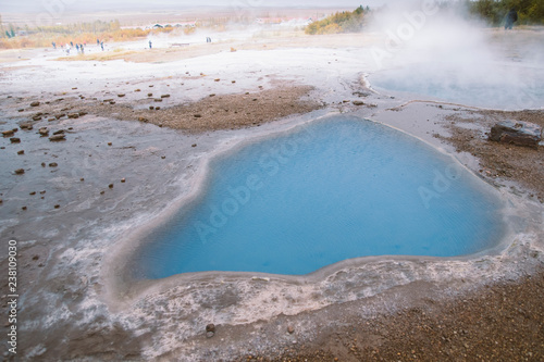 Geological formations with thermal hot water springs with mineral salts