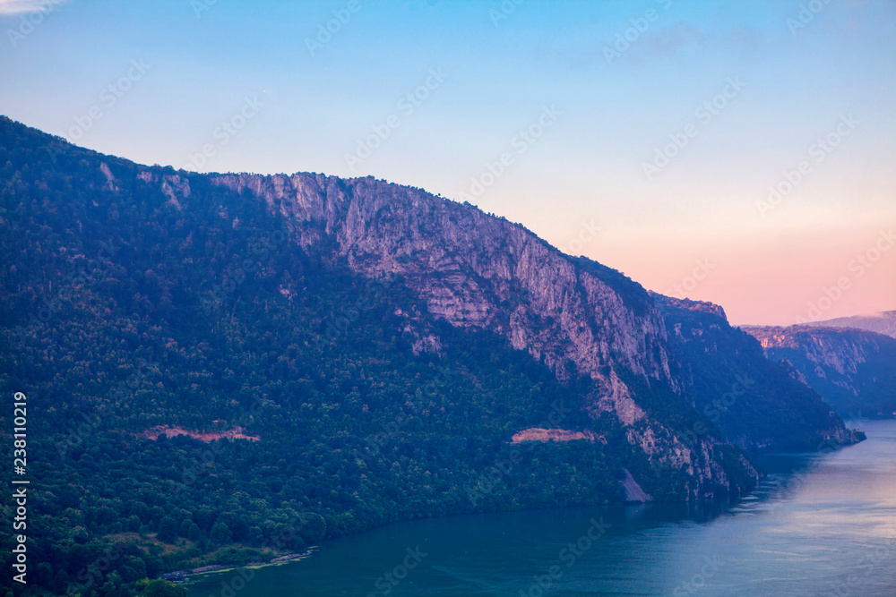 Scenery of Danube river coastline 