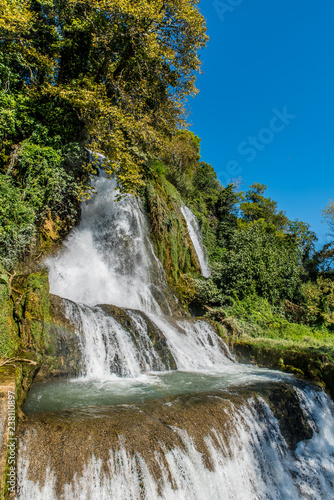 Fototapeta Naklejka Na Ścianę i Meble -  Waterfall in the park of the city of Edessa, the largest in Greece