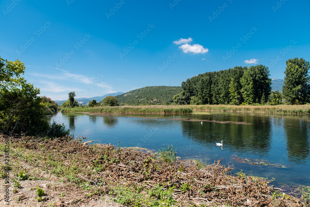 Obraz premium Lake of Vriton at Agras just outside Edessa city in Macedonia, Greece