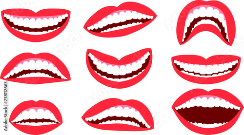 Beautiful Realistic lady's mouth set