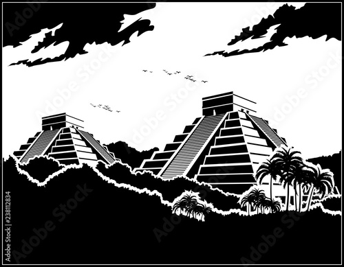 Mayan pyramids in the jungle