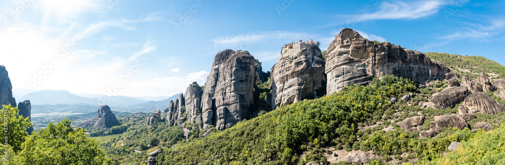 Landmarks of Greece - Panorama of unique Meteora rocks